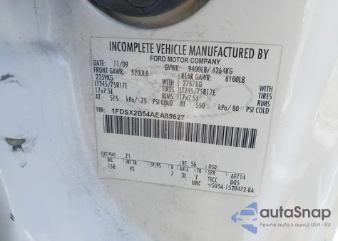 2010 Ford F-250 Xl/Xlt z USA, uszkodzony, nr VIN 1FDSX2B54AEA85627